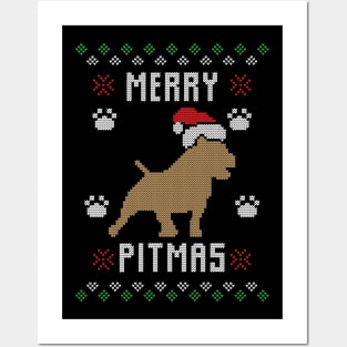 Merry Pitmas Funny Pitbull Ugly Christmas Sweater Gift Posters and Art